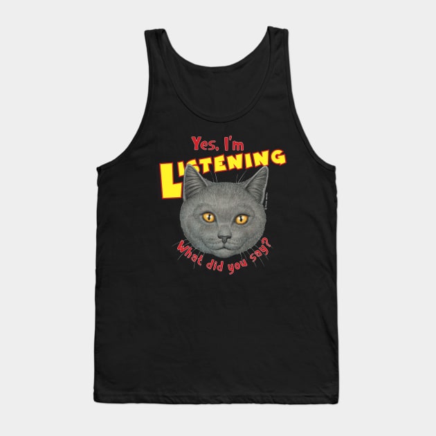 kitty cat with attitude what did you say? Cute Grey Cat Face Tank Top by Danny Gordon Art